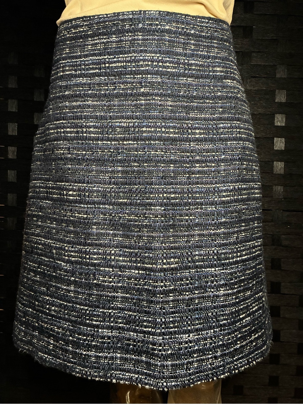 Ann Taylor Navy and White Tweed A-Line Skirt